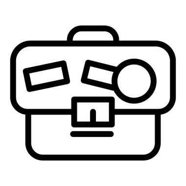 Briefcase line icon. Portfolio with stickers vector illustration isolated on white. Bag outline style design, designed for web and app. Eps 10.