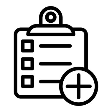 Clipboard with plus sign line icon. Questionnaire with plus vector illustration isolated on white. Document with add sign outline style design, designed for web and app. Eps 10.
