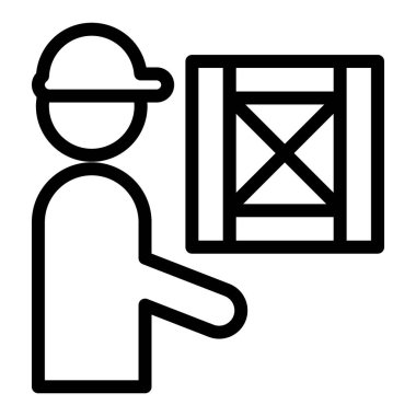 Delivery man line icon. Man with box vector illustration isolated on white. Loader outline style design, designed for web and app. Eps 10.
