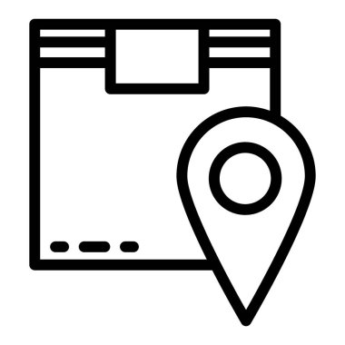 Location box line icon. Cargo location vector illustration isolated on white. Cardboard box and pin outline style design, designed for web and app. Eps 10.