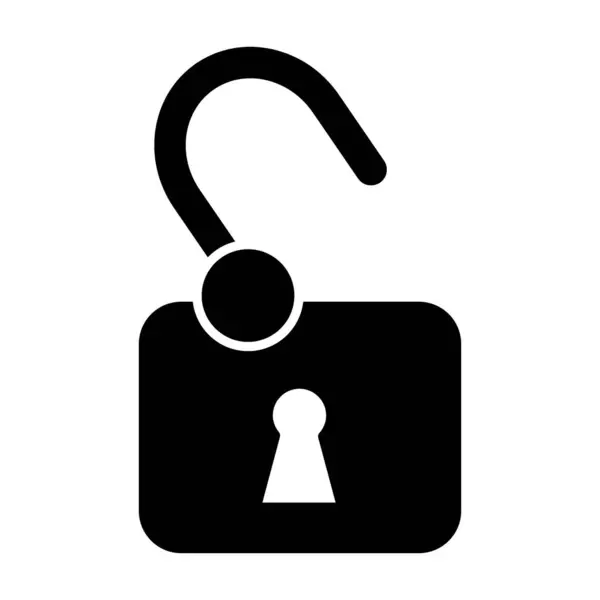 Opened lock solid icon. Padlock vector illustration isolated on white. Safety glyph style design, designed for web and app. Eps 10. — 图库矢量图片