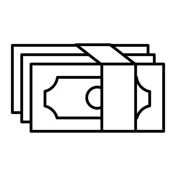 Paquete de dinero icono de línea delgada. Ilustración de vector de pila dólar aislado en blanco. Diseño de estilo de contorno de efectivo, diseñado para la web y la aplicación. Eps 10 . — Vector de stock