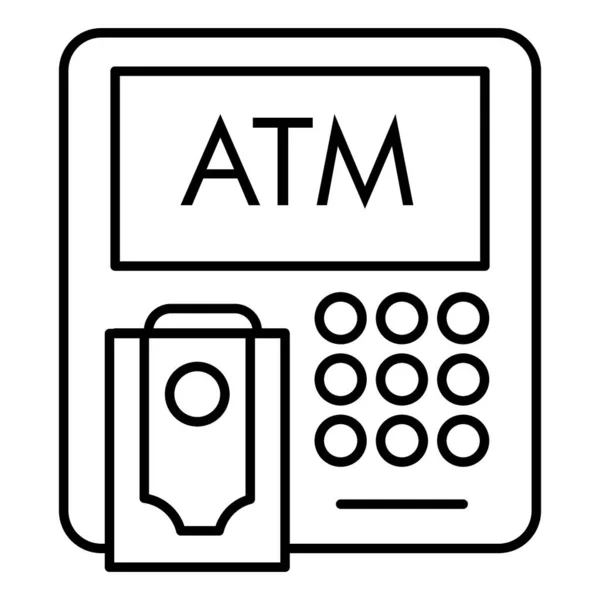 Ícone de linha fina ATM. Ilustração vetorial de banco isolado em branco. Design de estilo de contorno de dinheiro, projetado para web e aplicativo. Eps 10 . —  Vetores de Stock