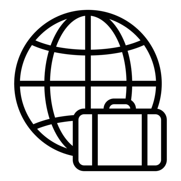 Baggage and globe line icon. Earth and suitcase vector illustration isolated on white. Cargo outline style design, designed for web and app. Eps 10. — Stockvektor