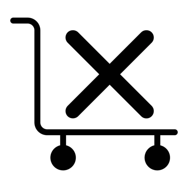 Hand truck without cargo solid icon. Empty luggage trolley vector illustration isolated on white. Hotel trolley with cross glyph style design, designed for web and app. Eps 10. — 图库矢量图片