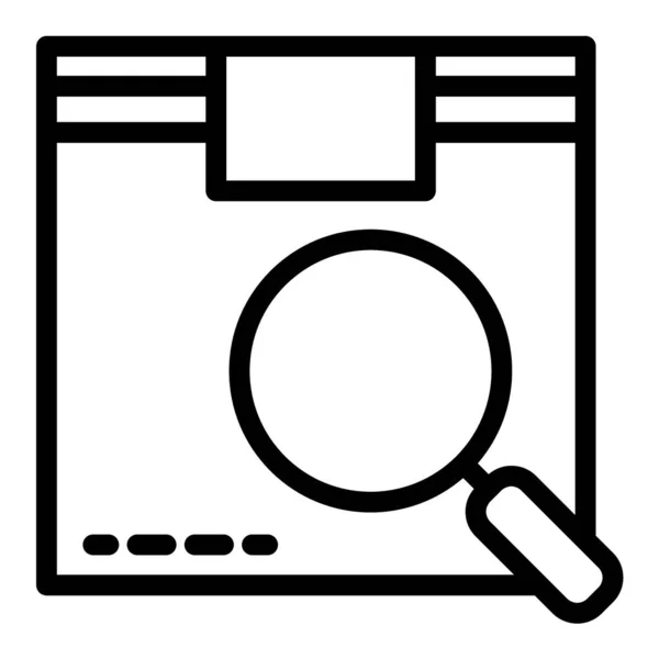Cardboard box and magnifying glass line icon. Package box and lens vector illustration isolated on white. Parcel search outline style design, designed for web and app. Eps 10. — Διανυσματικό Αρχείο