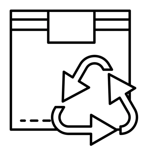 Recycle symbol on box thin line icon. Cardboard with recycling sign vector illustration isolated on white. Package with recycle symbol outline style design, designed for web and app. Eps 10. — ストックベクタ