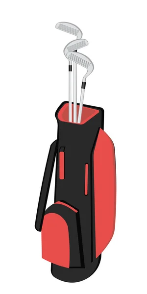 Red and black golf bag with clubs on white background. Golfer sports equipment vector Illustration. Golf equipment. — 스톡 벡터