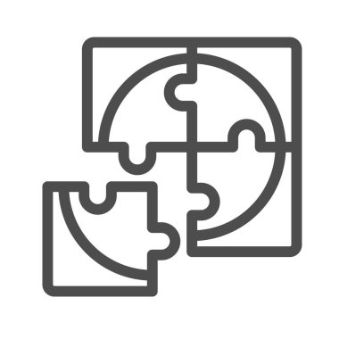 Four puzzle pieces line icon, business solution concept, Jigsaw puzzles sign on white background, four parts of puzzle icon in outline style for mobile concept, web design. Vector graphics.