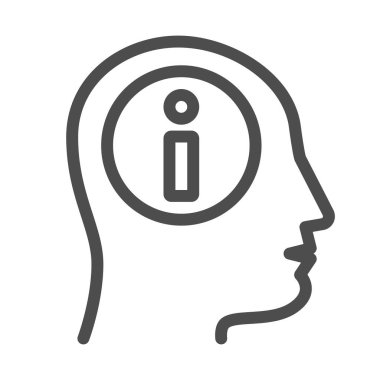 Idea in human head line icon, business strategy concept, brainstorming sign on white background, human head thinking new idea icon in outline style for mobile, web design. Vector graphics.