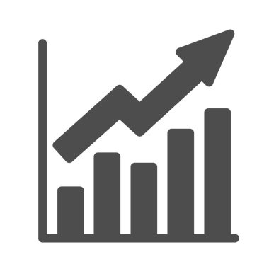 Growth graph solid icon, Business concept, Infographic sign on white background, financial growing chart with arrow icon in glyph style for mobile concept and web design. Vector graphics.