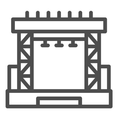 Outdoor concert stage line icon, Music festival concept, scene sign on white background, concert stage icon in outline style for mobile concept and web design. Vector graphics.