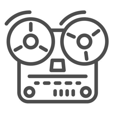 Tape recorder line icon, Music concept, Old reel tape recorder sign on white background, open reel tape deck recorder icon in outline style for mobile concept and web design. Vector graphic.