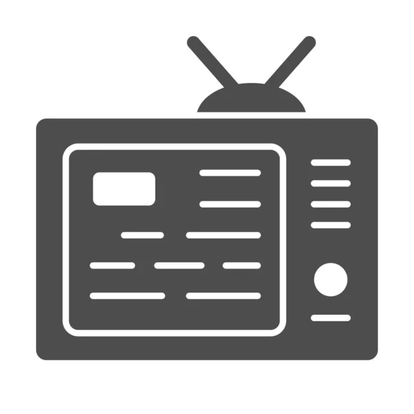 TV showing news on screen solid icon, media concept, information on tv screen sign on white background, News on television icon in glyph style for mobile concept and web. Vector graphics. — 图库矢量图片