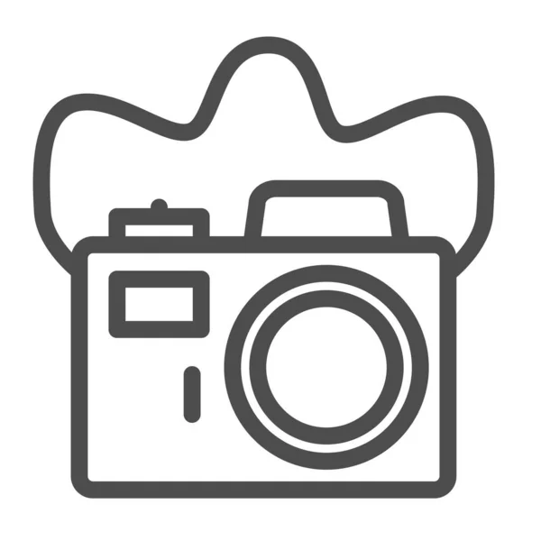 Camera line icon, photography concept, Vintage photo camera sign on white background, camera icon in outline style for mobile concept and web design. Vector graphics. — Stock Vector