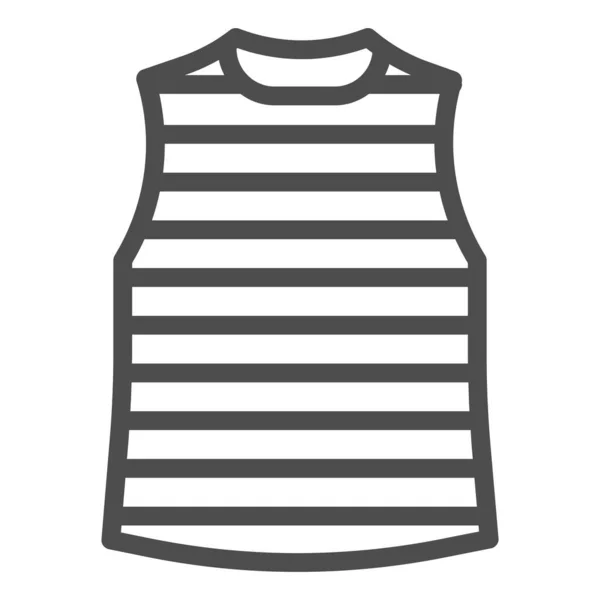 条纹背心线图标，夏装概念，白色背景的脱光T恤标志，水手背心图标轮廓风格的移动概念和网页设计。矢量图形. — 图库矢量图片