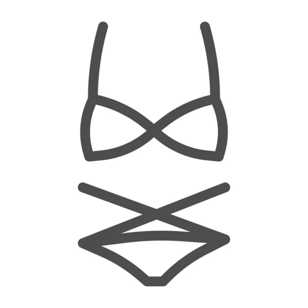 女性の水着ラインアイコン、夏服のコンセプト、白い背景に水着サイン、モバイルコンセプトとウェブデザインのアウトラインスタイルでビキニアイコン。ベクトルグラフィックス. — ストックベクタ