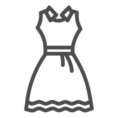 Sundress line ikonu, Summer giysi konsepti, beyaz arka planda akşam tabelası, mobil konsept ve web tasarımı için taslak tarzında şık elbise ikonu. Vektör grafikleri.