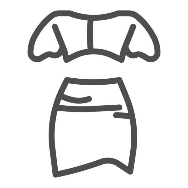 Haut et icône de la ligne de jupe, concept de vêtements d'été, femmes élégant signe de vêtements sur fond blanc, femme crop top et icône de jupe courte dans le style de contour pour mobile et web. Graphiques vectoriels. — Image vectorielle