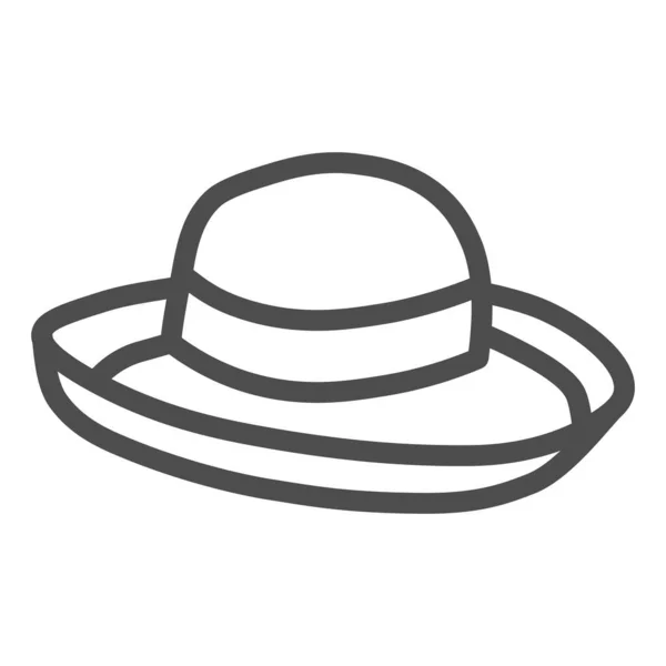 夏の帽子ラインアイコン、夏の服のコンセプト、白い背景にガールビーチサンハットのサイン、モバイルコンセプトとウェブデザインのアウトラインスタイルのレディアクセサリーアイコン。ベクトルグラフィックス. — ストックベクタ