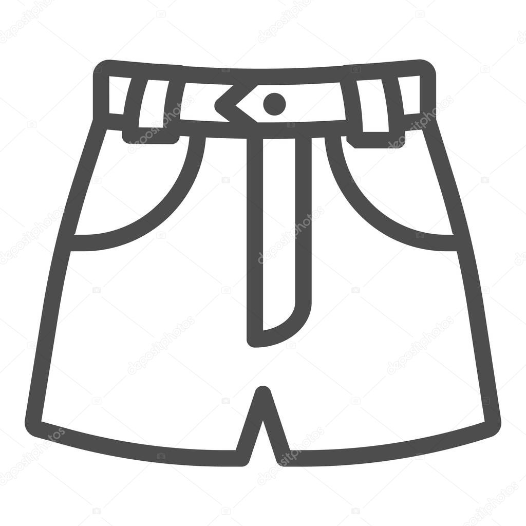Denim shorts line icon, Summer clothes concept, shorts sign on white background, jeans female summer pants icon in outline style for mobile concept and web design. Vector graphics