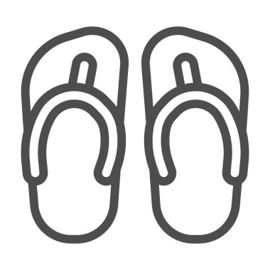 Parmak arası terlik çizgisi ikonu, yaz konsepti, plaj terliği tabelası beyaz arka planda, plaj ayakkabı ikonu mobil konsept ve web tasarımı için taslak tarzı. Vektör grafikleri.