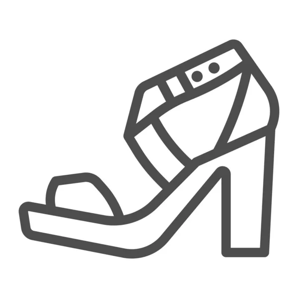 Sandalo con tacco alto linea icona, Casual concetto di scarpa, scarpe da donna segno su sfondo bianco, Donna icona tacco alto sandalo in stile contorno per il concetto di mobile e web design. Grafica vettoriale . — Vettoriale Stock