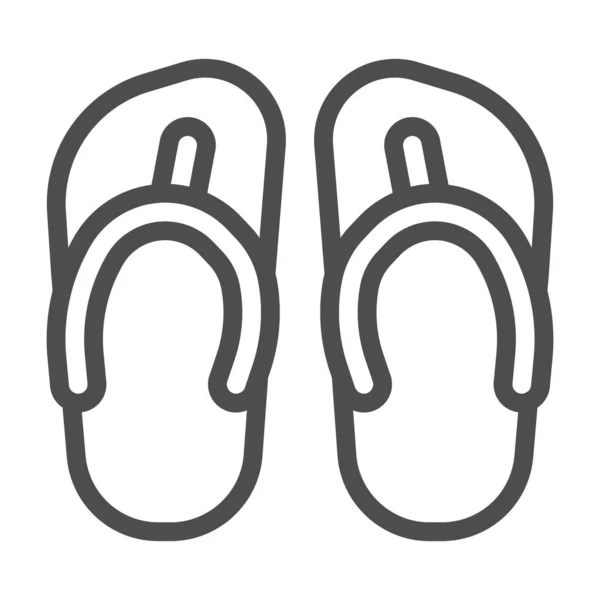 Flip flops icône de ligne, concept d'été, Panneau de pantoufles de plage sur fond blanc, icône de chaussures de plage dans le style de contour pour concept mobile et web design. Graphiques vectoriels. — Image vectorielle