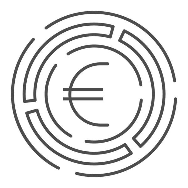 Labyrinth mit Euromünzsymbol, Konzept für Investitionsentscheidungen, Labyrinthschild auf weißem Hintergrund, Labyrinth mit Eurosymbol im Umrissstil für Mobil- und Webdesign. Vektorgrafik. — Stockvektor