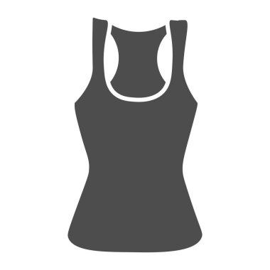 Tank tişörtü katı ikon, Summer giysi konsepti, beyaz arka planda spor yaz tabelası, mobil konsept ve web tasarımı için kadın kolsuz bluz ikonu. Vektör grafikleri.