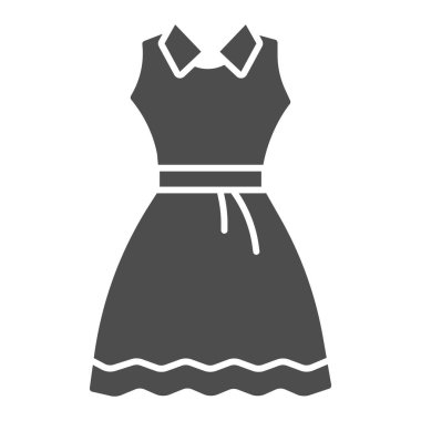 Sundress katı ikonu, Summer giysi konsepti, beyaz arka planda akşam elbisesi tabelası, mobil konsept ve web tasarımı için kabartma tarzında zarif elbise ikonu. Vektör grafikleri.