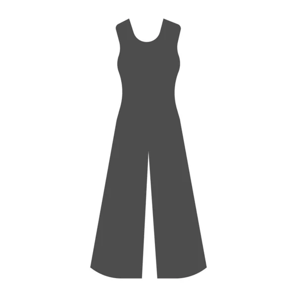 Жінки в цілому солідна ікона, концепція літнього одягу, Denim romper знак на білому тлі в стилі гліф для мобільної концепції та веб-дизайну. Векторна графіка. — стоковий вектор