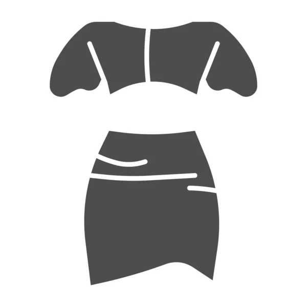 Верхня і спідниця суцільна іконка, концепція літнього одягу, жіночий елегантний одяг знак на білому тлі, жіночий верхній і короткий значок спідниці в стилі гліф для мобільних пристроїв та Інтернету. Векторна графіка . — стоковий вектор