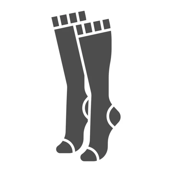 Calcetines de rodilla para mujer icono sólido, concepto de ropa, signo de calcetería femenina sobre fondo blanco, icono de calcetines altos en estilo glifo para concepto móvil y diseño web. Gráficos vectoriales . — Vector de stock