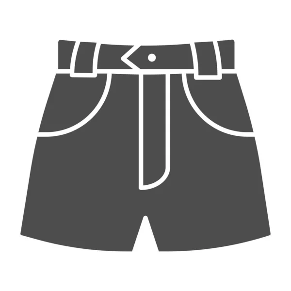 Short en denim icône solide, concept de vêtements d'été, signe de short sur fond blanc, jeans femme icône de pantalon d'été dans le style glyphe pour concept mobile et web design. Graphiques vectoriels. — Image vectorielle