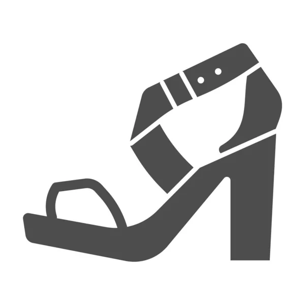 Icono sólido de sandalia de tacón alto, concepto de calzado casual, señal de zapatos de mujer en fondo blanco, icono de sandalia de tacón alto de mujer en estilo glifo para concepto móvil y diseño web. Gráficos vectoriales . — Archivo Imágenes Vectoriales