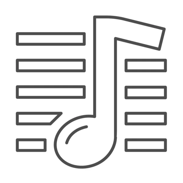 Музыкальная нота тонкая линия иконка, музыкальная концепция фестиваля, мелодия знак на белом фоне, иконка в стиле наброска для мобильного концепта и веб-дизайна. Векторная графика . — стоковый вектор