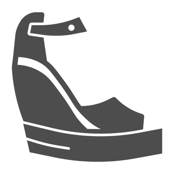 プラットフォームの靴固体アイコン、夏の概念は、白い背景に高いプラットフォームの看板に女性のファッショナブルなサンダル、モバイル、ウェブデザインのためのグリフスタイルでプラットフォームサンダルのアイコン。ベクトルグラフィックス. — ストックベクタ