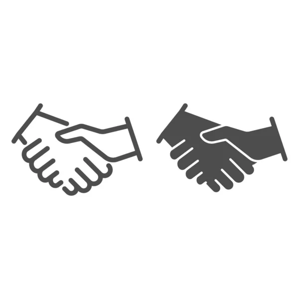 Рукопожатие и прочный значок, концепция бизнес-стратегии, подписание бизнес-контракта на белом фоне, партнеры пожимают руку иконку в стиле набросков для мобильного и веб-дизайна. Векторная графика . — стоковый вектор
