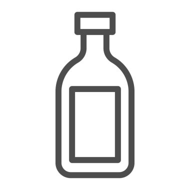 Konyak hattı ikonu, alkol içecekleri konsepti, beyaz arka planda konyak şişesi tabelası, mobil konsept ve web tasarımı için ana hatlı alkol şişesi ikonu. Vektör grafikleri.