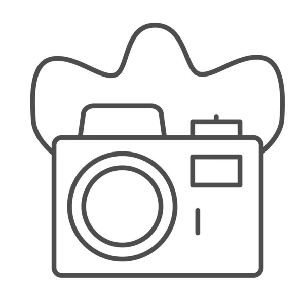 Camera thin line icon, photography concept, Vintage photo camera sign on white background, camera icon in outline style for mobile concept and web design. Vector graphics. — Stock Vector
