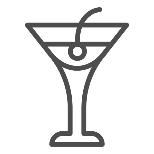 鸡尾酒饮料系列图标，饮料概念，带有白底樱桃标志的鸡尾酒，海滩鸡尾酒图标在移动概念和网页设计的轮廓风格。矢量图形. — 图库矢量图片