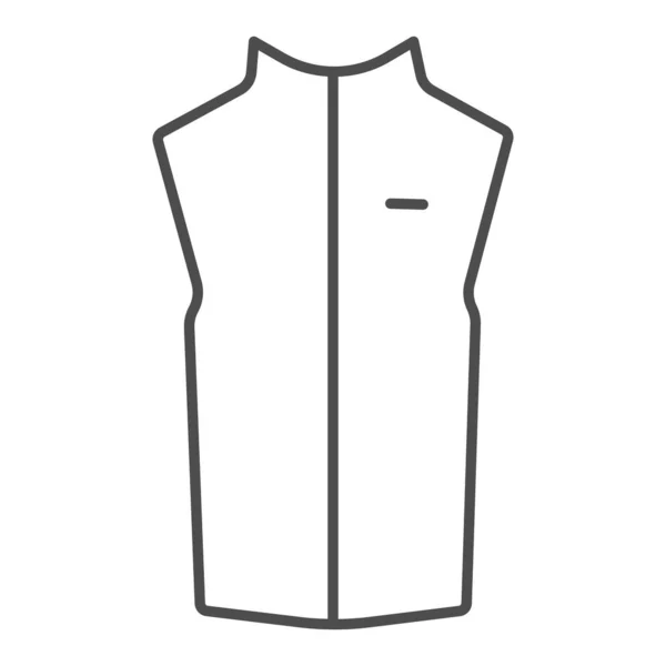 运动背心细线图标，户外服装概念，白色背景无袖夹克标志，背心与拉链图标轮廓风格的移动概念和网页设计。矢量图形. — 图库矢量图片