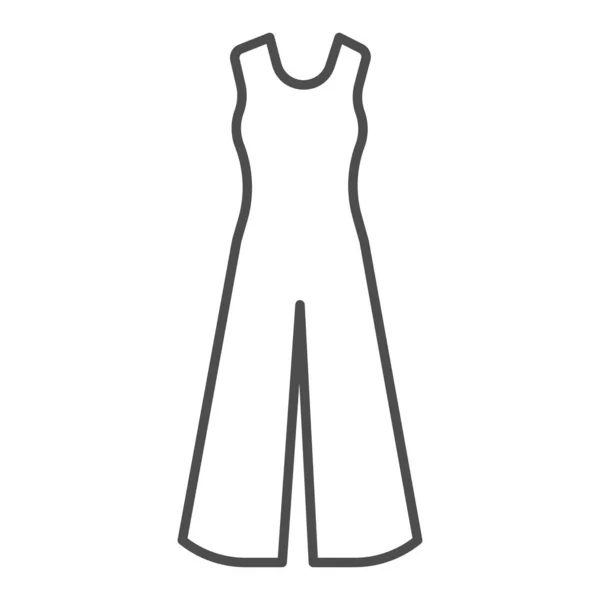 女性全体の細い線のアイコン、夏の服のコンセプト、モバイルコンセプトとウェブデザインのアウトラインスタイルで白い背景にデニムルーマーサイン。ベクトルグラフィックス. — ストックベクタ