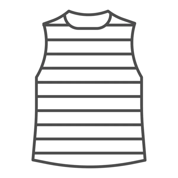 Stripped vest thin line icon, summer clothes concept, stripped t-shirt sign on white background, sailor vest icon in outline style for mobile concept and web design. Vektorgrafik. — Stockvektor