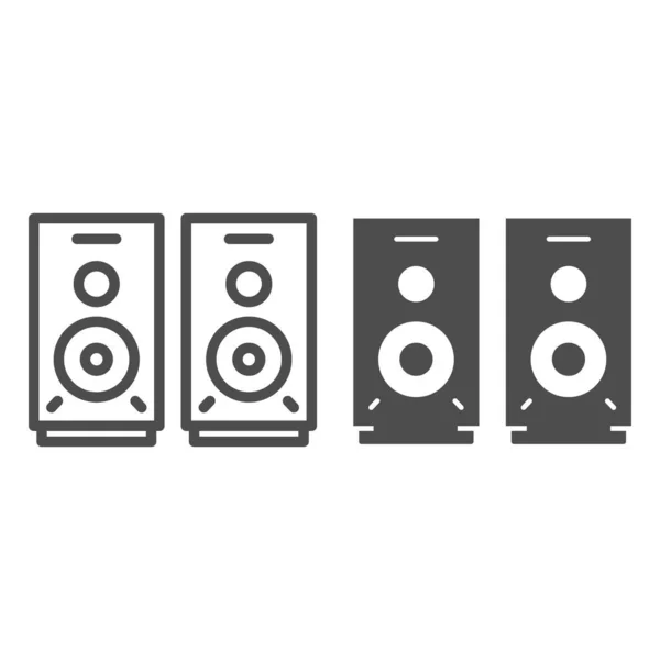 Speakers line and solid icon, Media concept, audio speaker sign on white background, stereo speakers icon in outline style for mobile concept and web design. Vector graphics. — Stock Vector