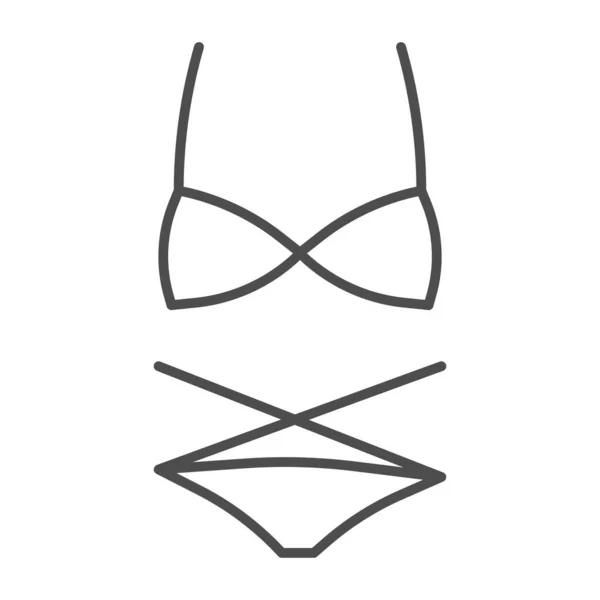 Női fürdőruha vékony vonal ikon, nyári ruha koncepció, fürdőruha jel fehér háttér, Bikini ikon vázlatos stílus mobil koncepció és web design. Vektorgrafika. — Stock Vector