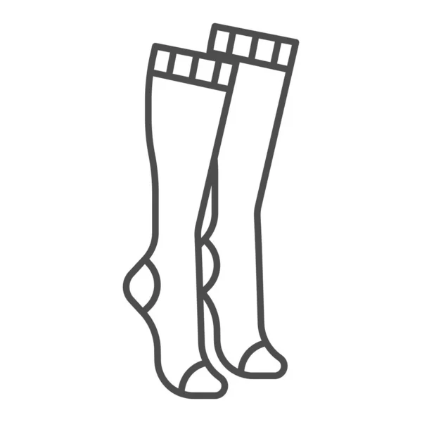 Calcetines de rodilla para mujer icono de línea delgada, concepto de ropa, signo de calcetería femenina sobre fondo blanco, icono de calcetines altos en estilo de esquema para concepto móvil y diseño web. Gráficos vectoriales . — Vector de stock