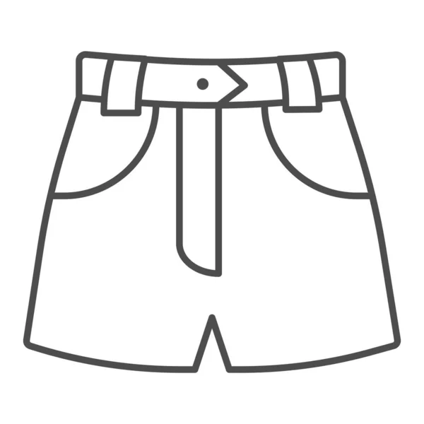 Pantaloncini in denim linea sottile icona, Abiti estivi concetto, pantaloncini segno su sfondo bianco, jeans donna pantaloni estivi icona in stile contorno per il concetto di mobile e web design. Grafica vettoriale . — Vettoriale Stock