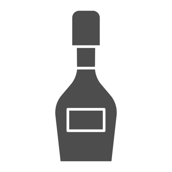 Bottiglia di champagne icona solida, alcool bevande concetto, Champagne segno su sfondo bianco, bottiglia di vino icona in stile glifo per il concetto di mobile e web design. Grafica vettoriale . — Vettoriale Stock